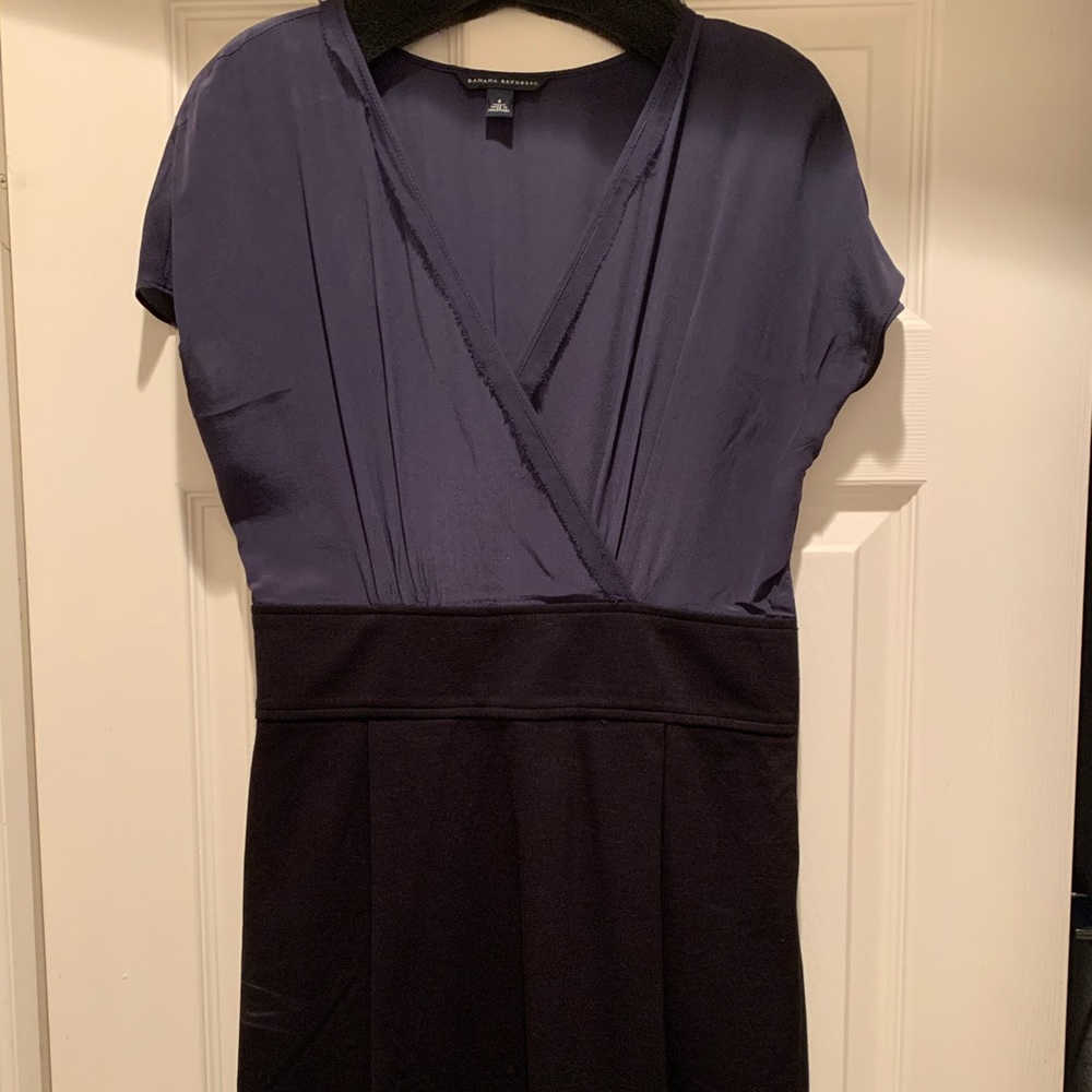Banana Republic Navy and Black Knee-Length Dress